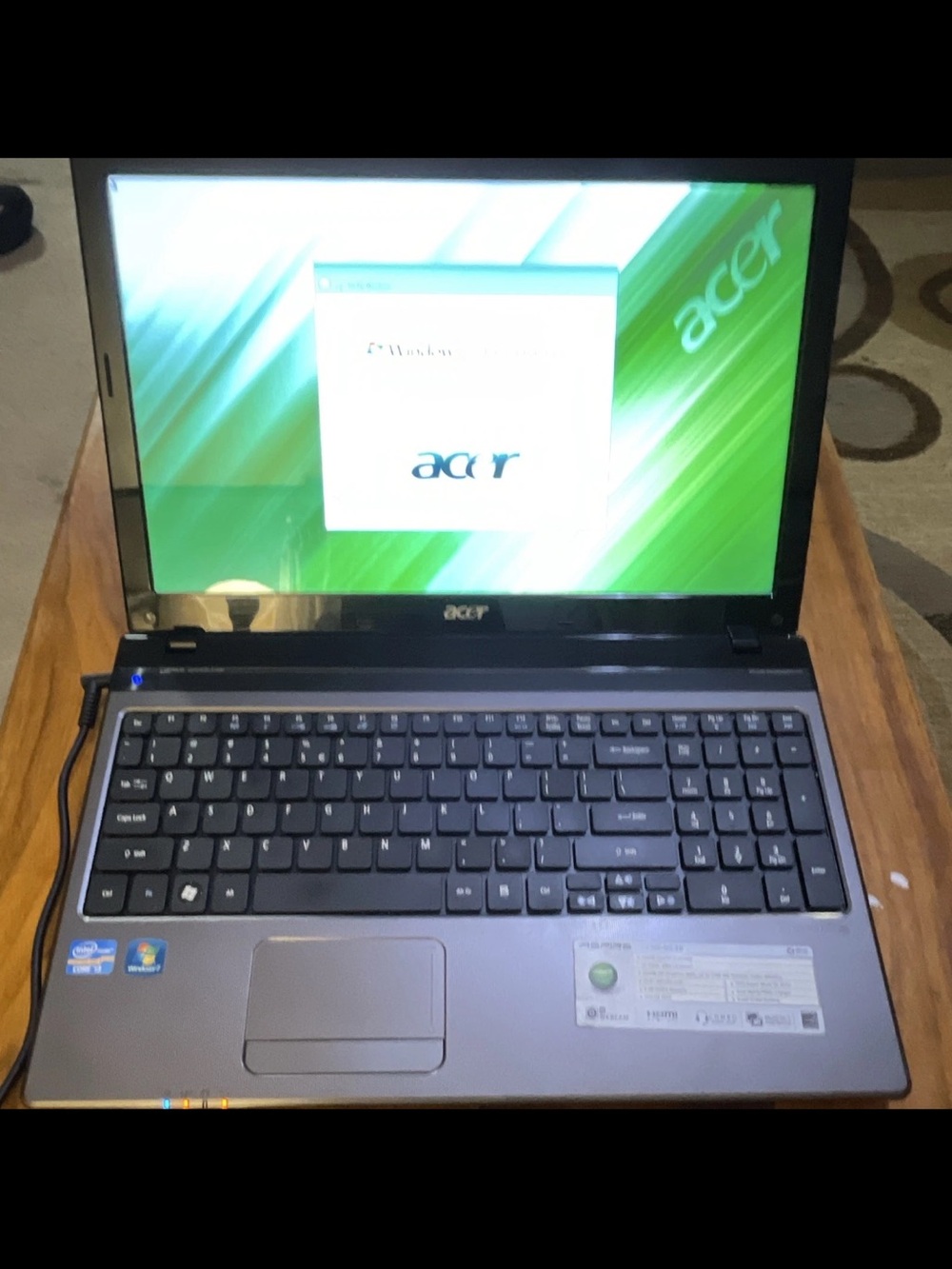 Intel Acer Laptop in Gray and Black with 15-inch Display